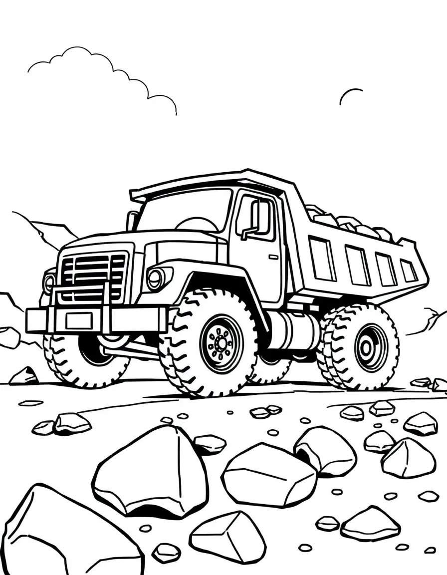 A dump truck hauling rocks