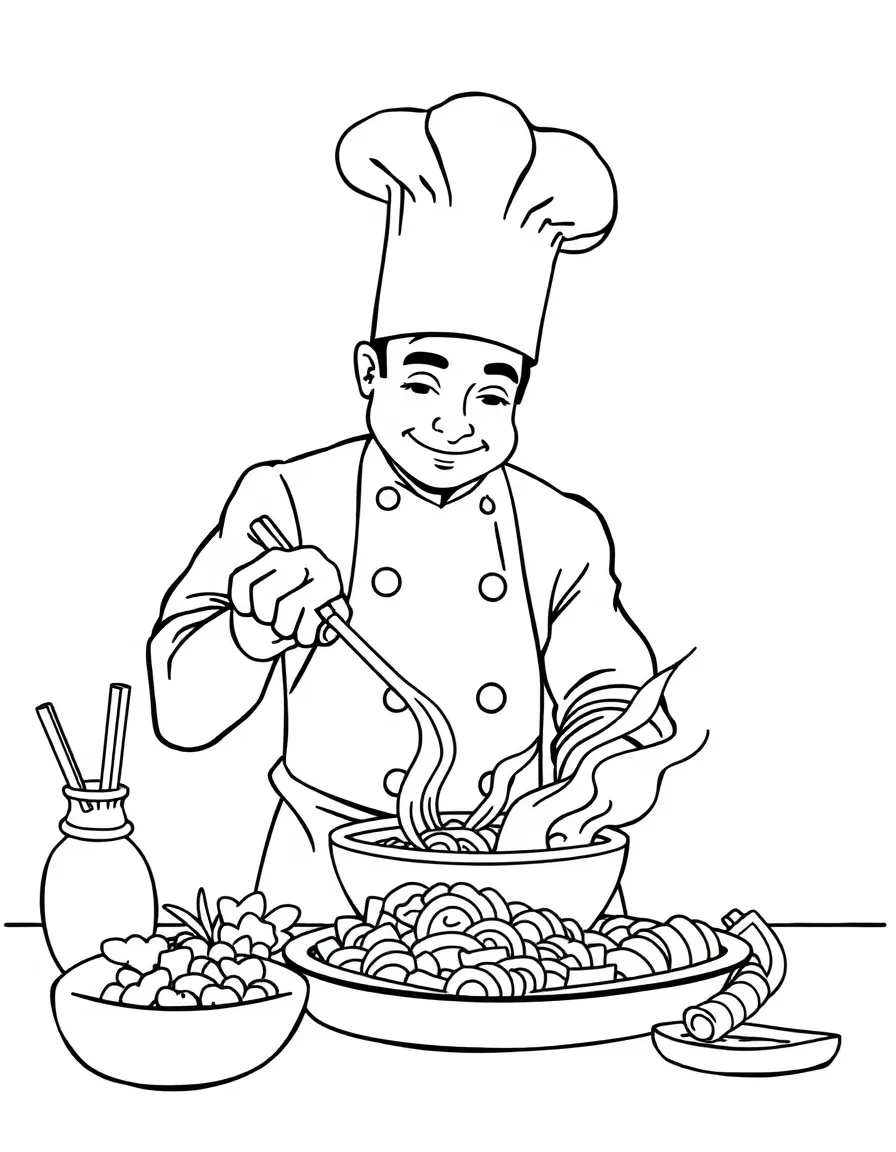 A chef cooking delicious food