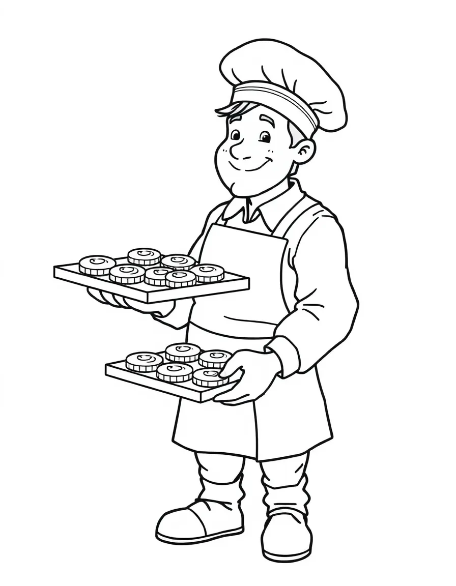 A baker with a tray of cookies