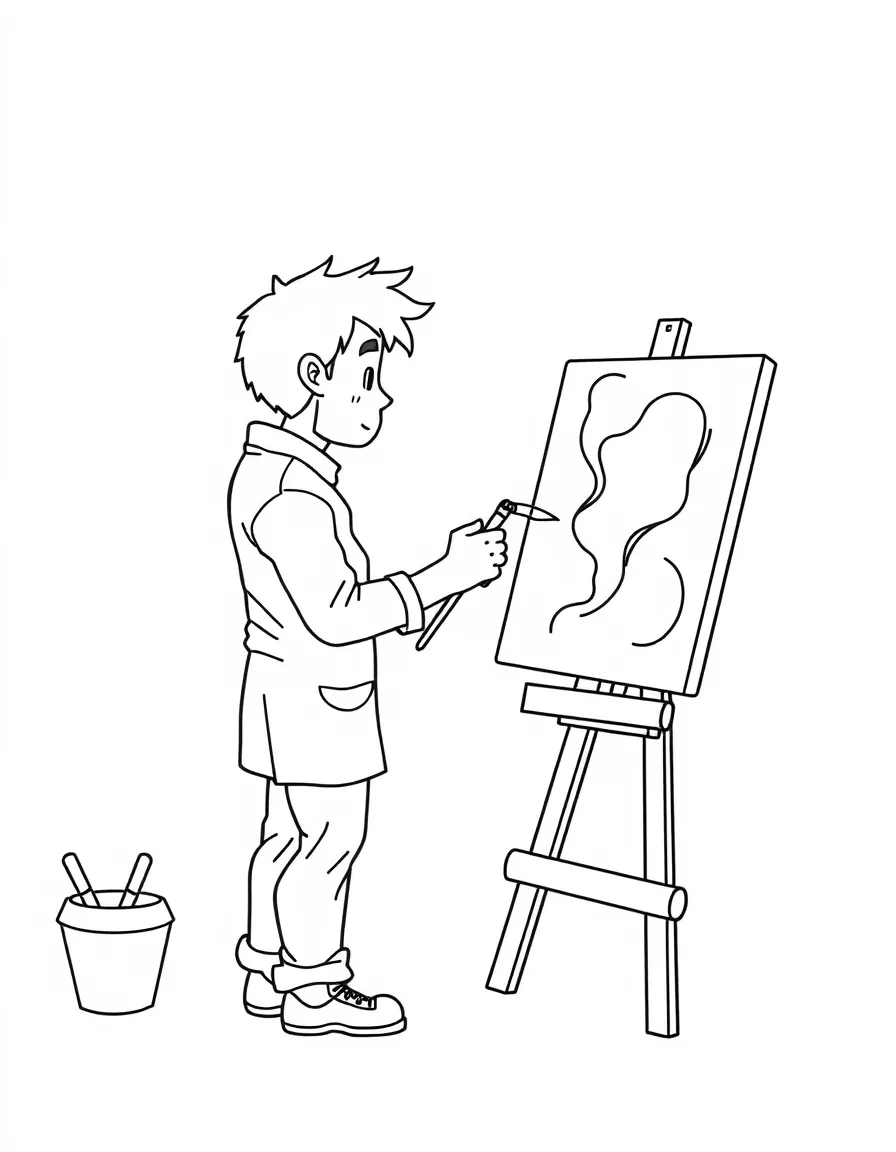 A painter with a brush and palette