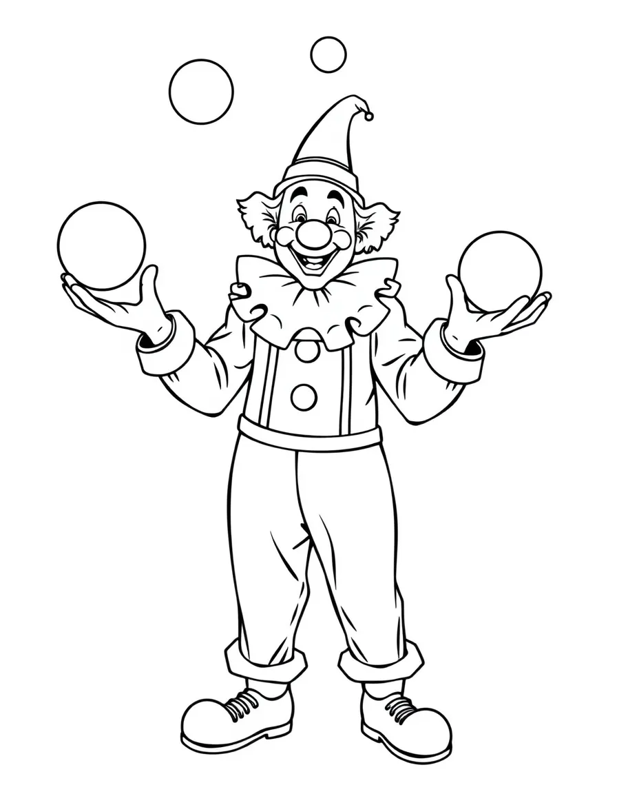 A clown juggling balls