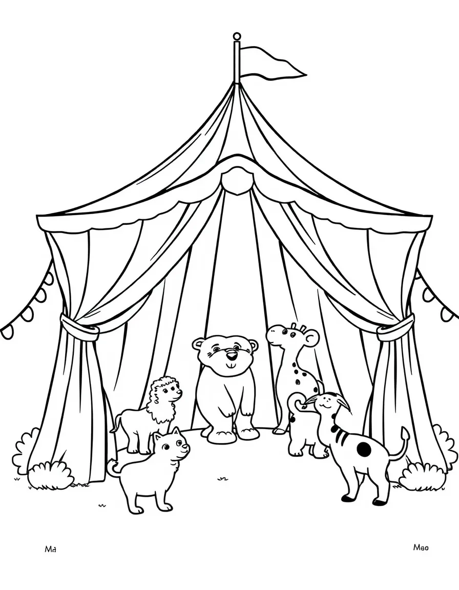 A circus tent with animals