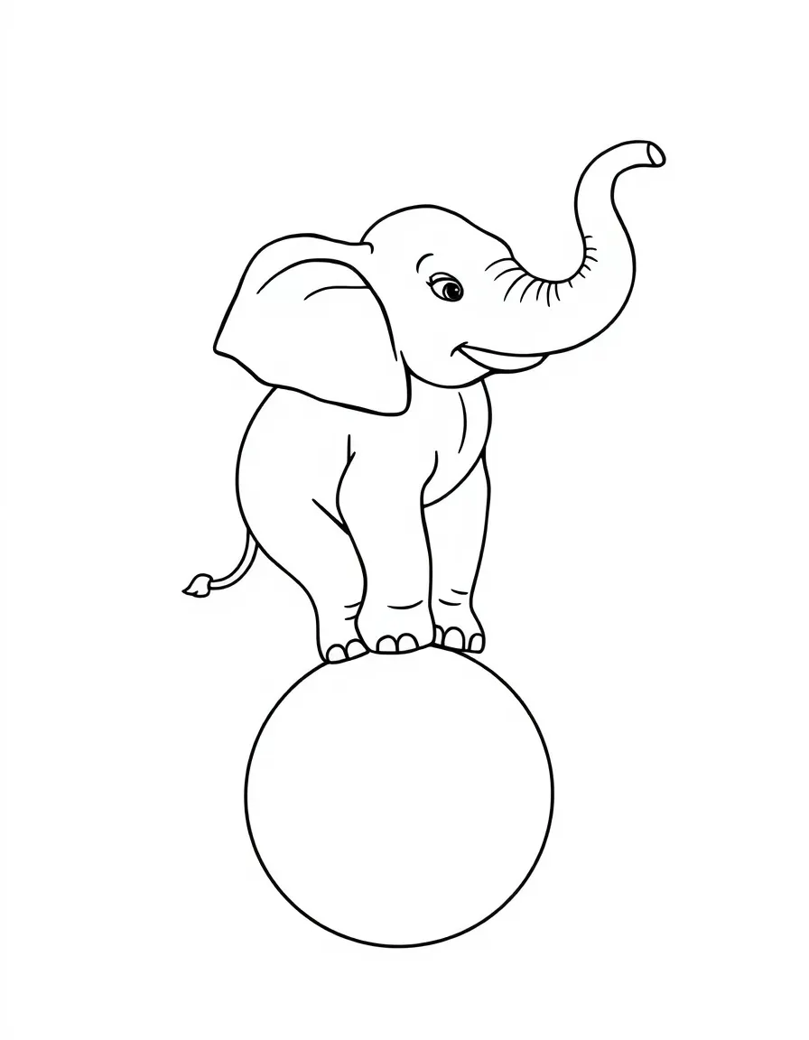 An elephant balancing on a ball