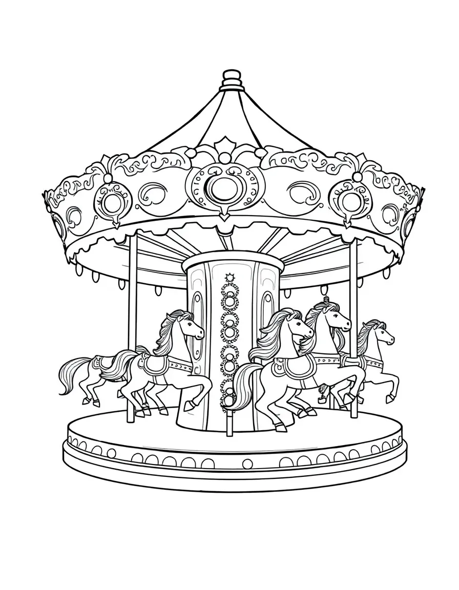 A merry-go-round with horses