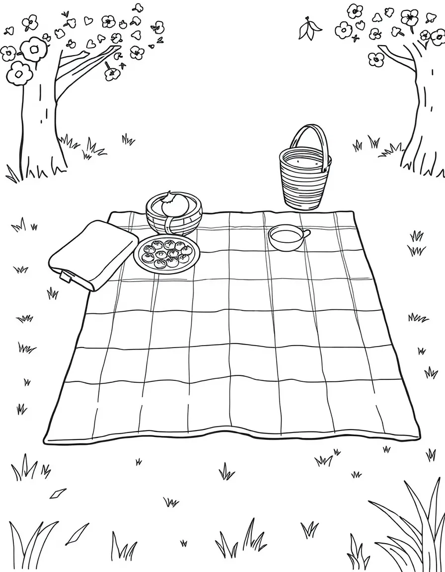 A picnic blanket spread out