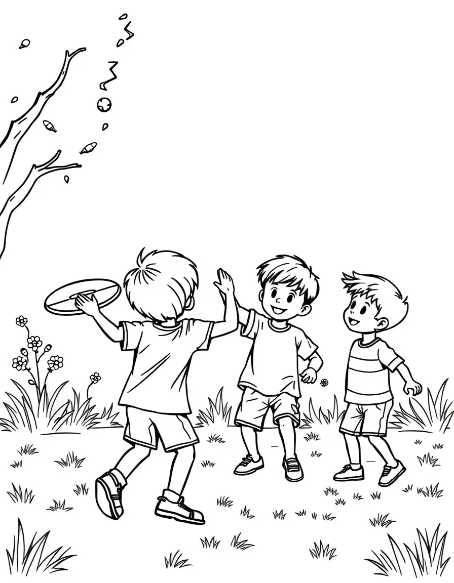 Kids playing frisbee golf