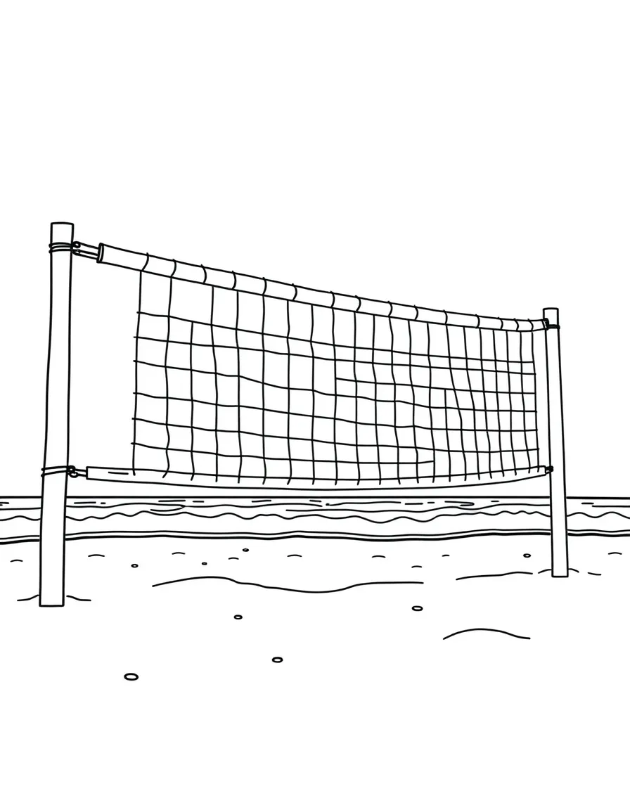 A volleyball net on the beach