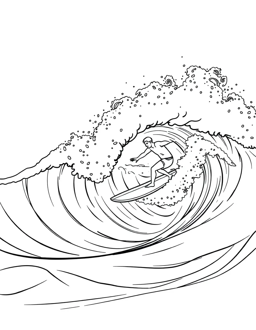 A surfer riding a big wave