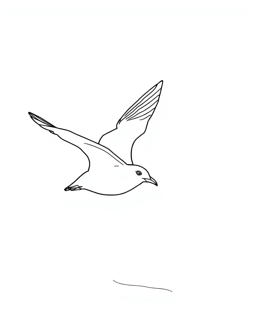 A seagull flying over the beach