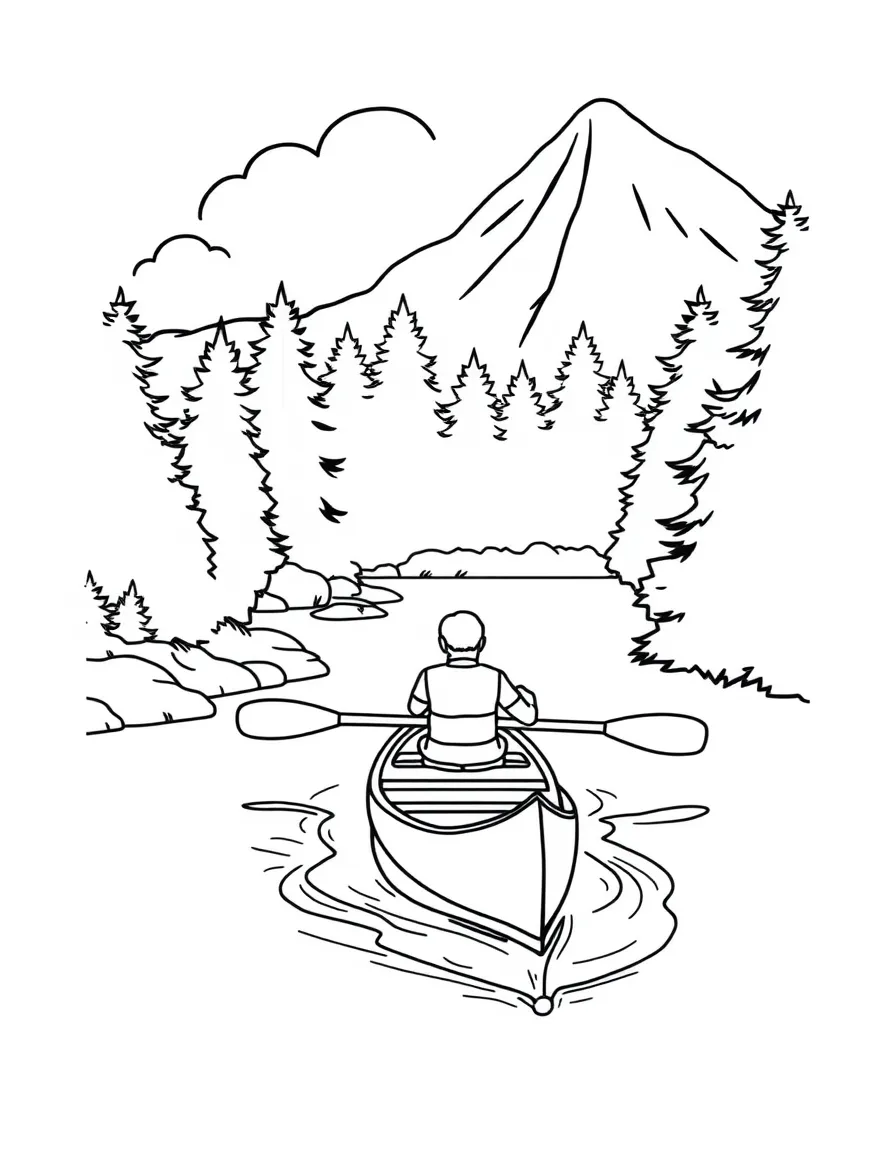 A canoe paddling down a river