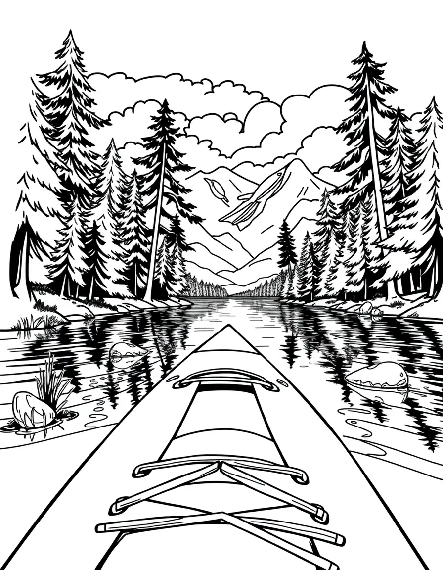A kayak exploring a lake