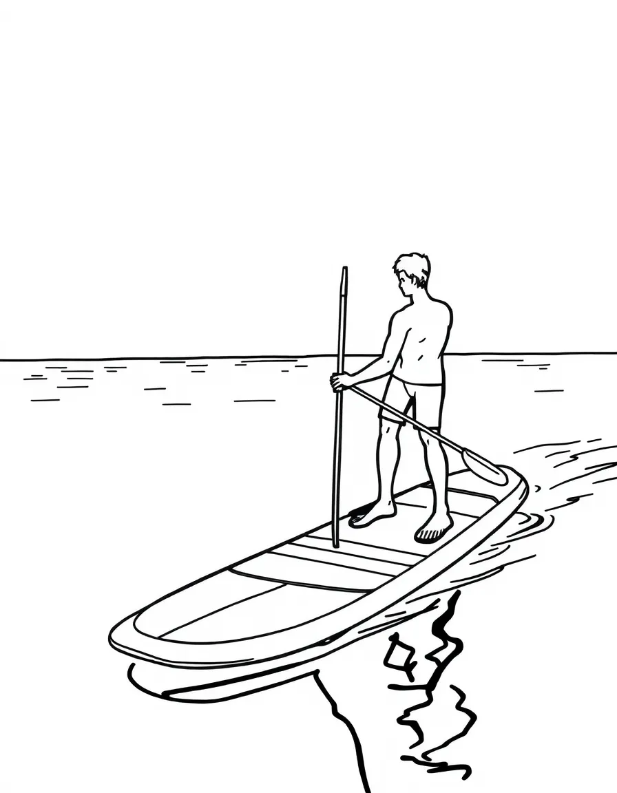 A paddleboarder standing on water