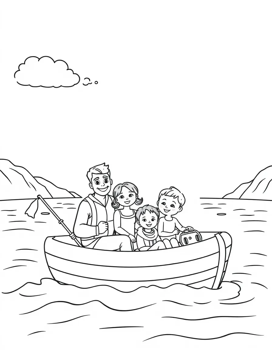 A happy family on a boat trip