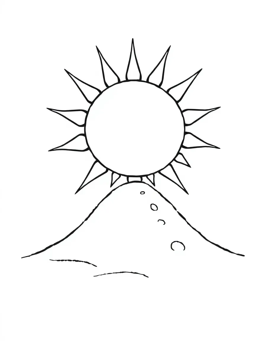 A sand drawing of a sun