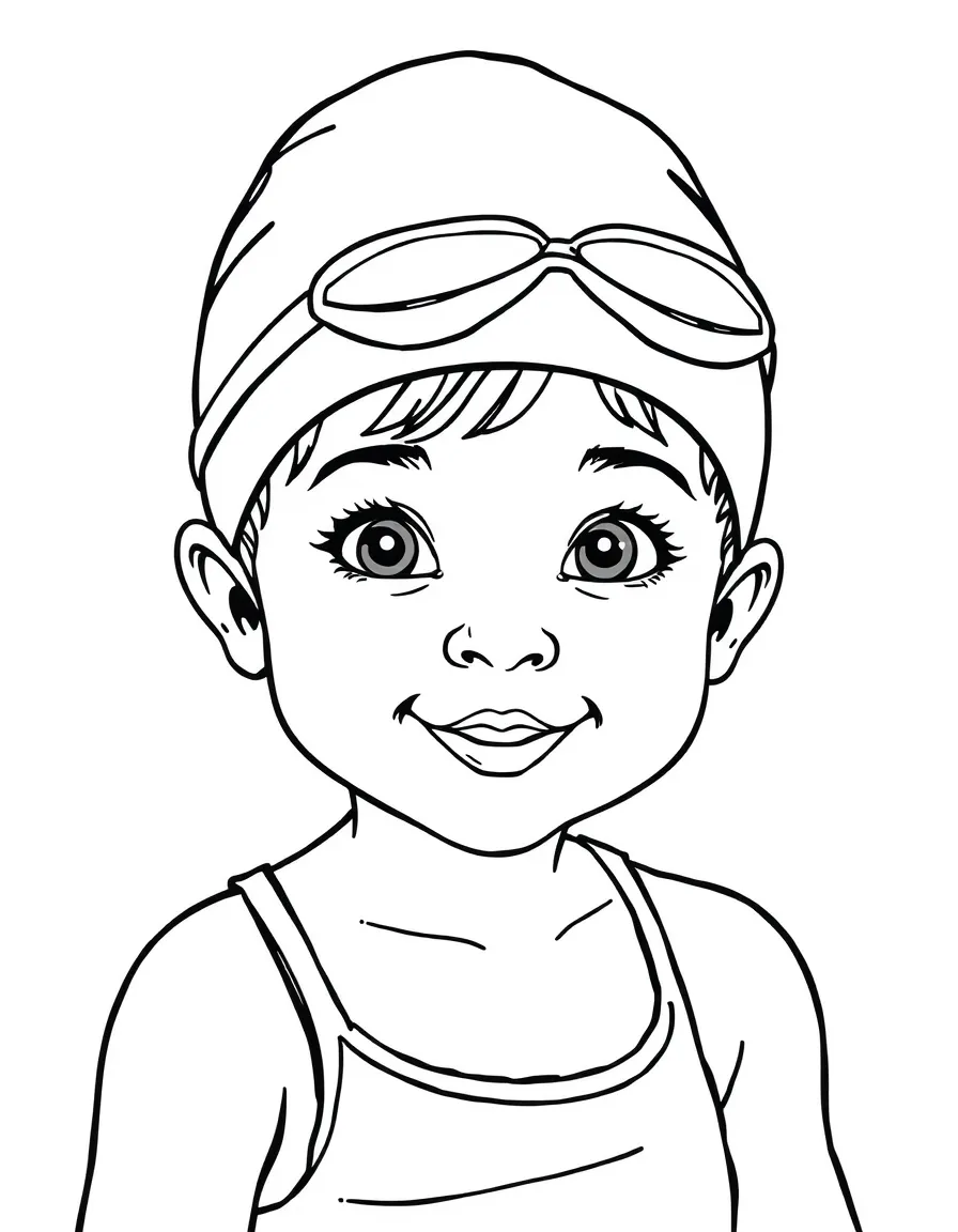 A child wearing a swim cap