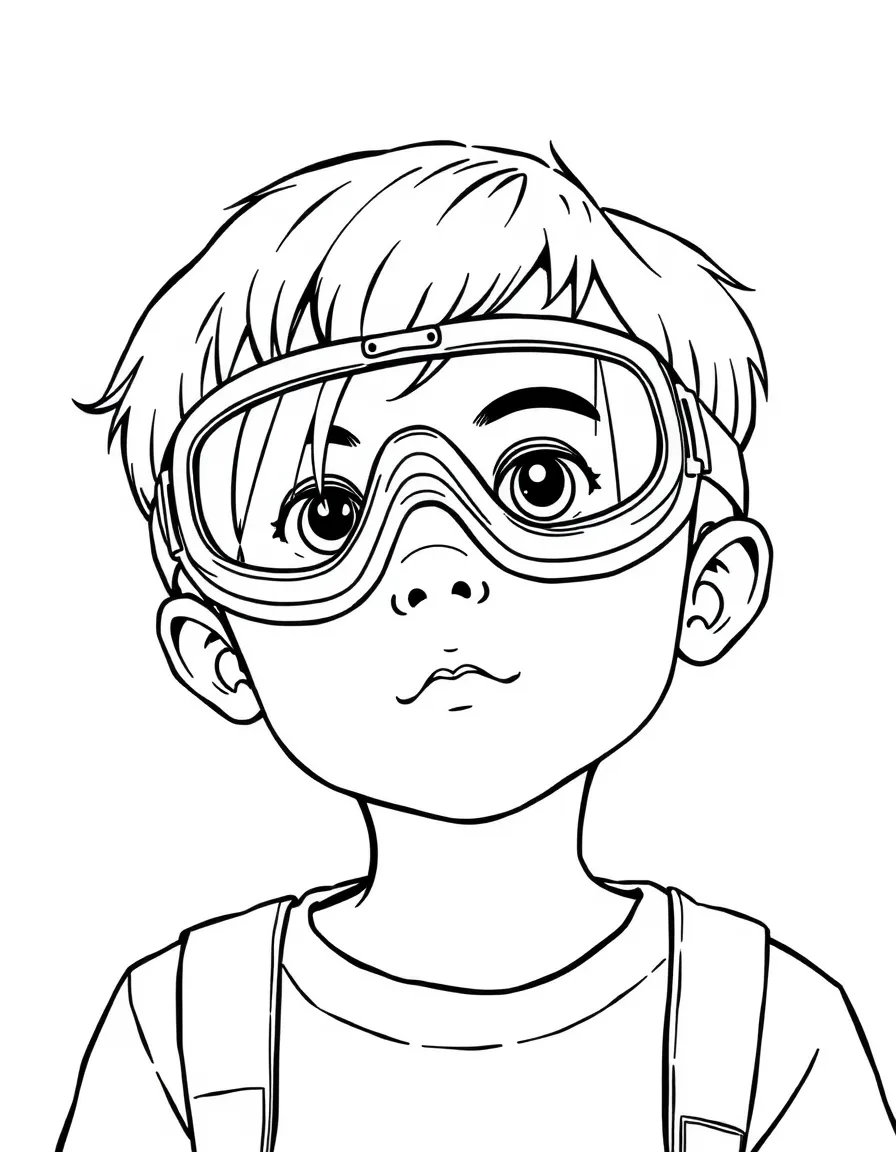 A child wearing goggles