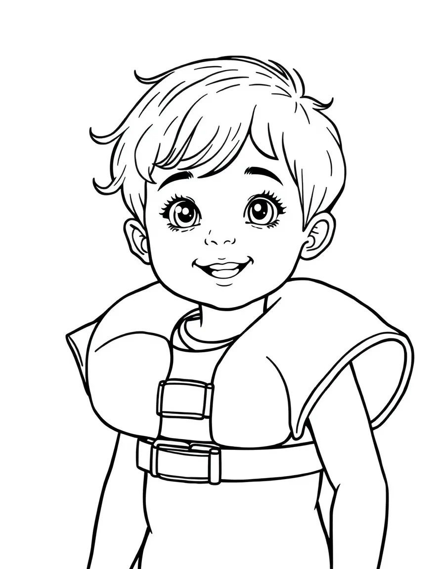 A child with arm floaties