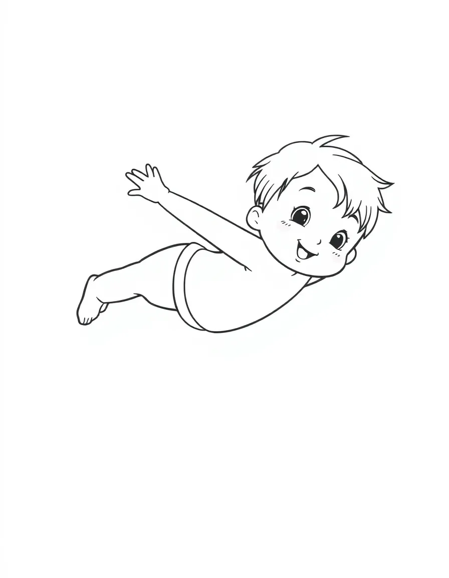 A child floating on their back
