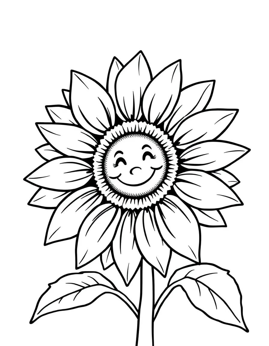 A single sunflower with large petals and a smiling face in the center