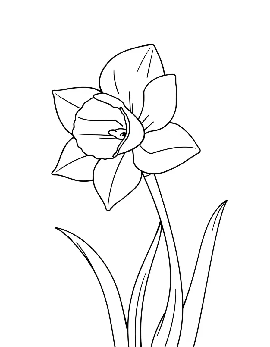 A smiling daffodil waving in the breeze