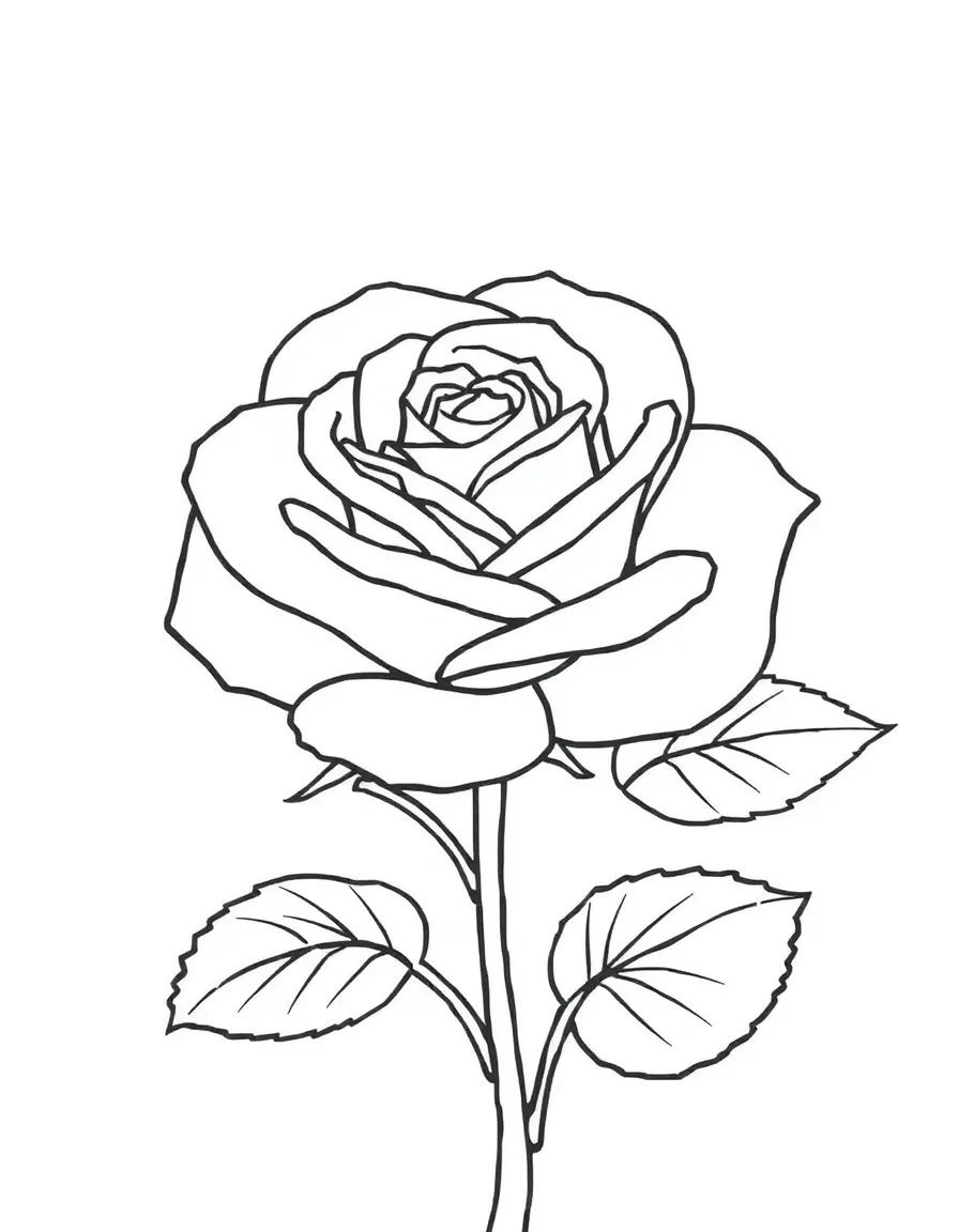 A simple rose with layered petals and leaves