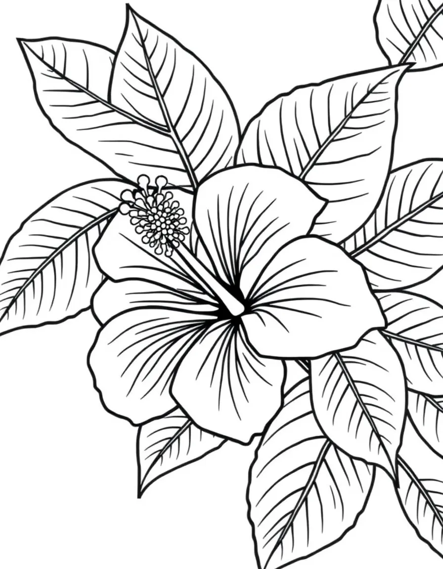 A tropical hibiscus flower with large petals
