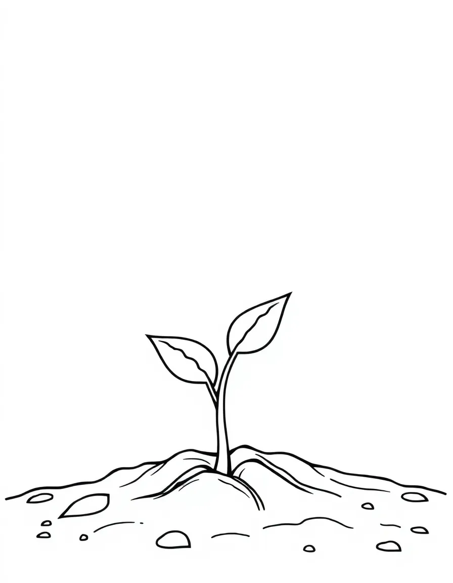 A small plant sprouting from the ground