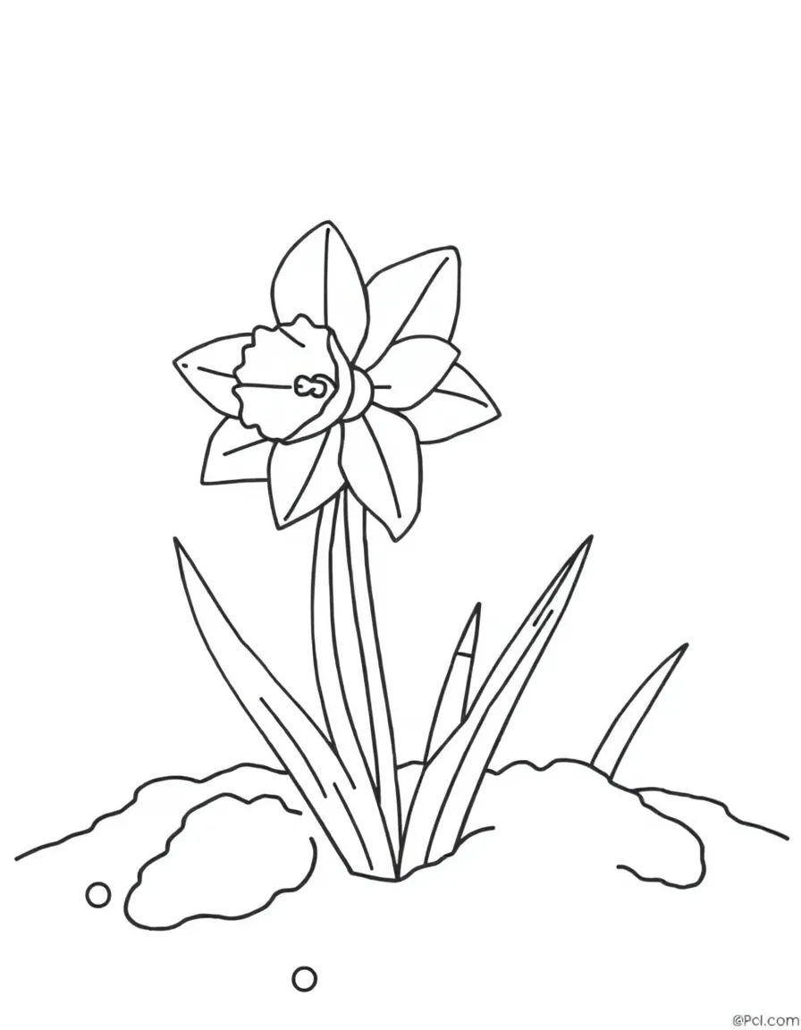 A daffodil poking out from the snow