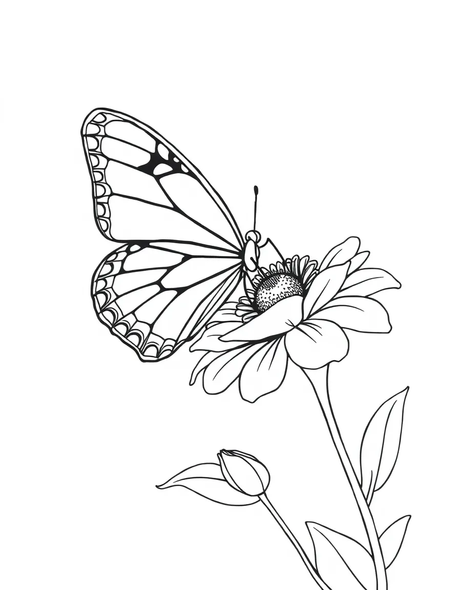 A butterfly landing on a flower in bloom