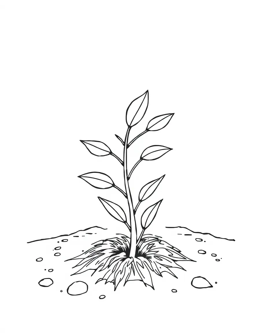 A small shrub sprouting from the ground