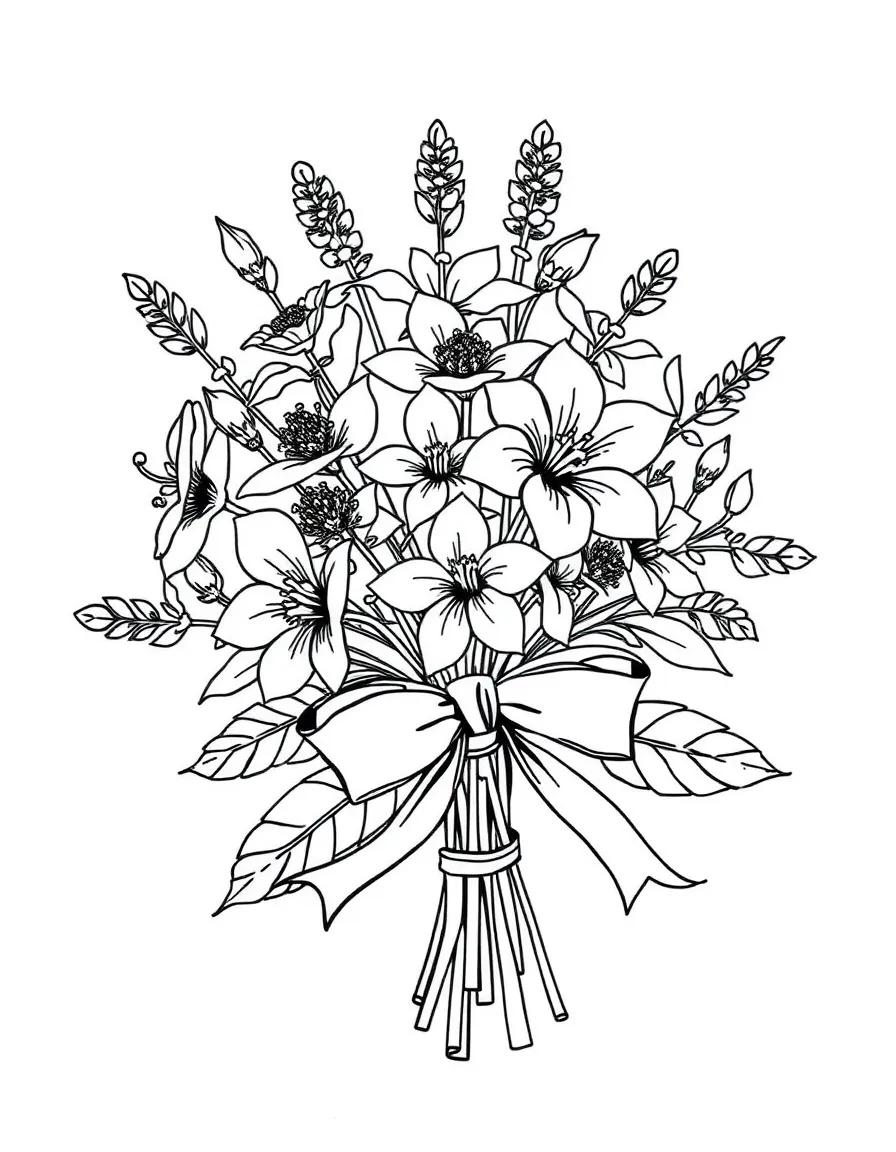 A bunch of wildblossoms tied with a bow