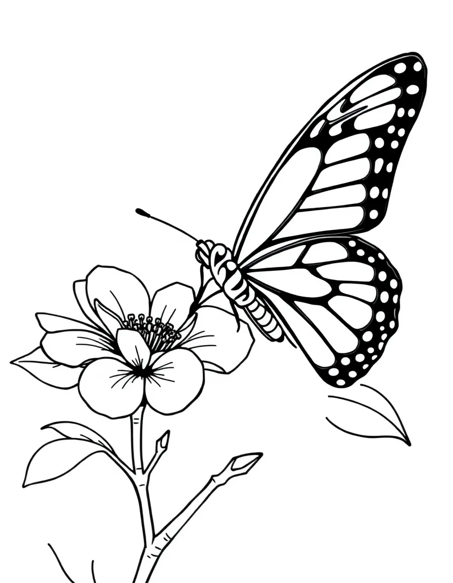 A butterfly landing on a blossom in bloom