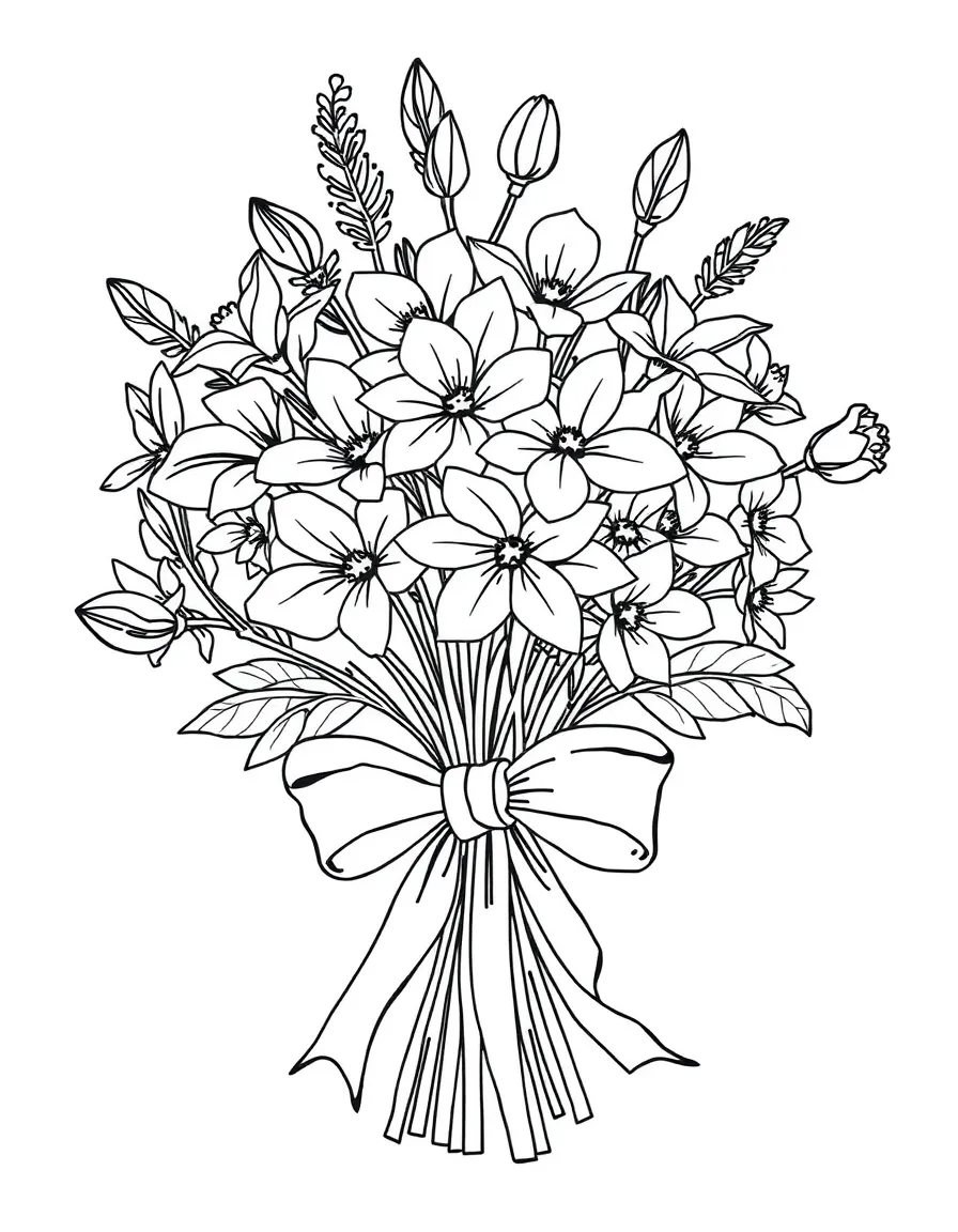 A bunch of wildblossoms tied with a bow