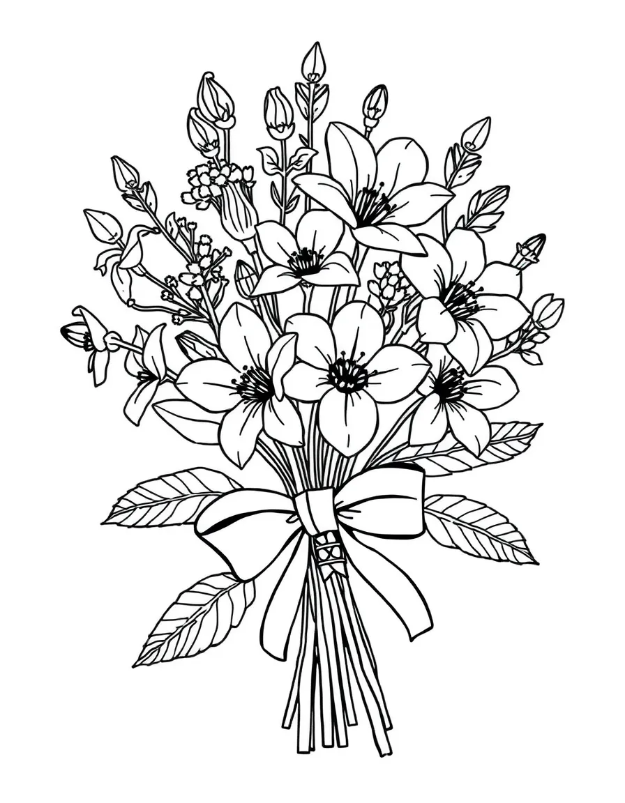 A bunch of wildblossoms tied with a bow
