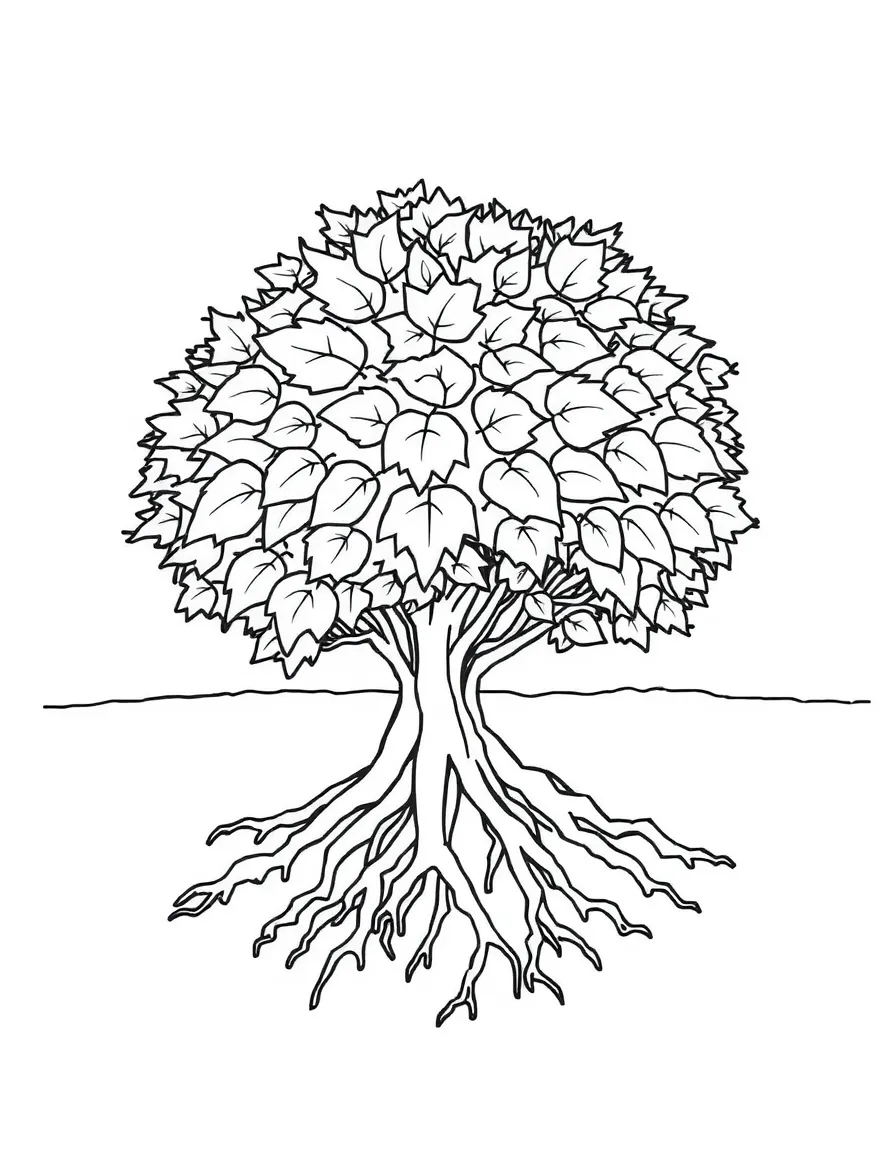 A shrub with roots visible underground