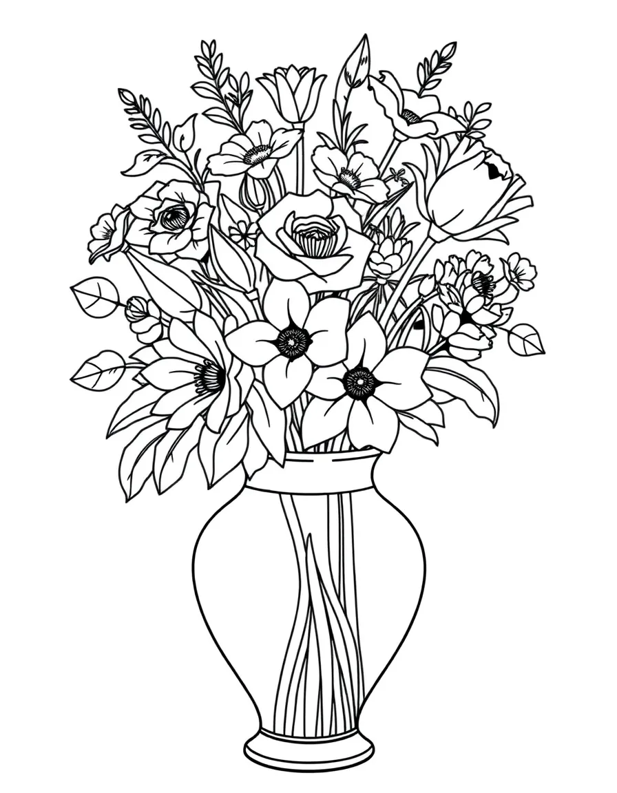 A bouquet in a vase with various blossoms