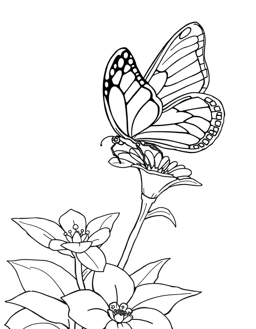A butterfly landing on a blossom in bloom