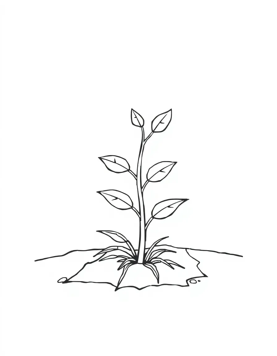 A small shrub sprouting from the ground