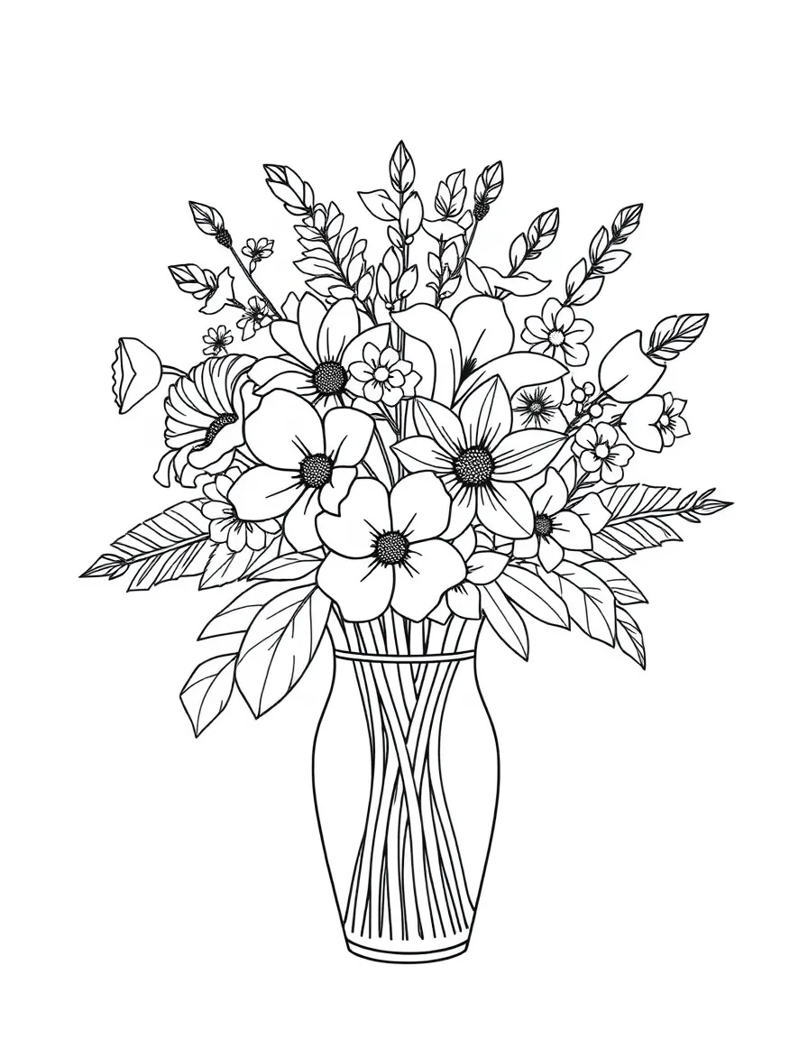 A bouquet in a vase with various blossoms