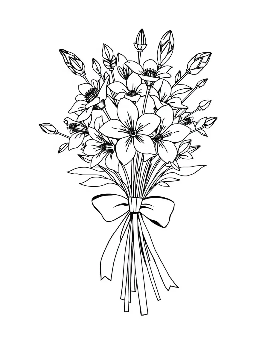 A bunch of wildblossoms tied with a bow