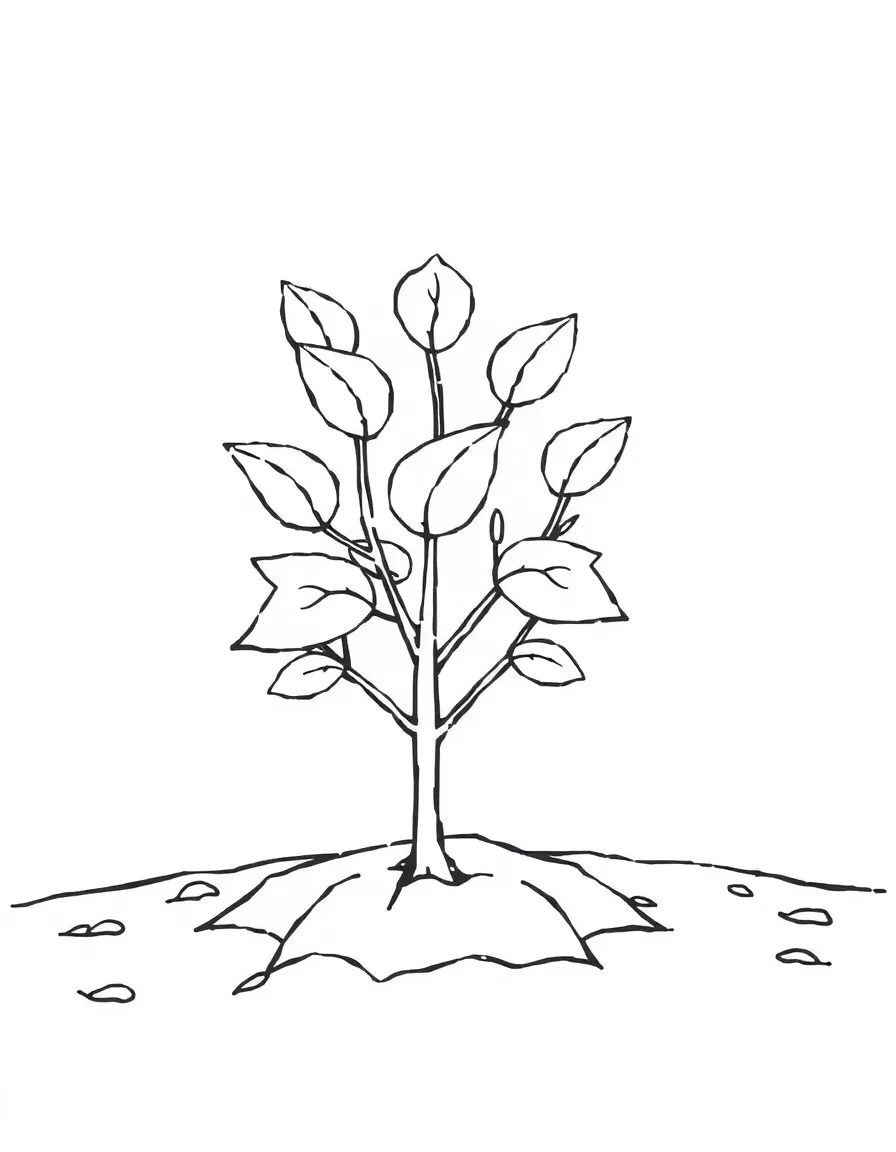 A small shrub sprouting from the ground