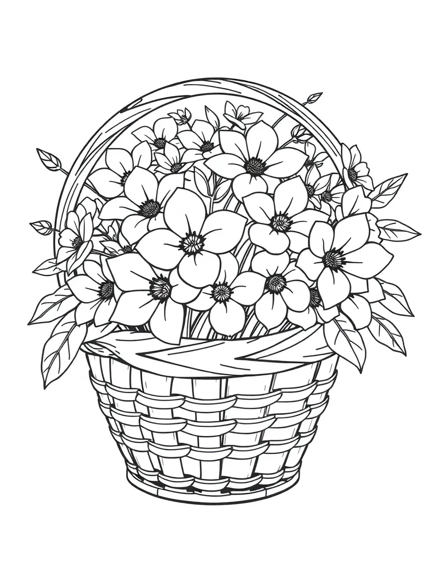 A basket of picked blossoms ready for coloring