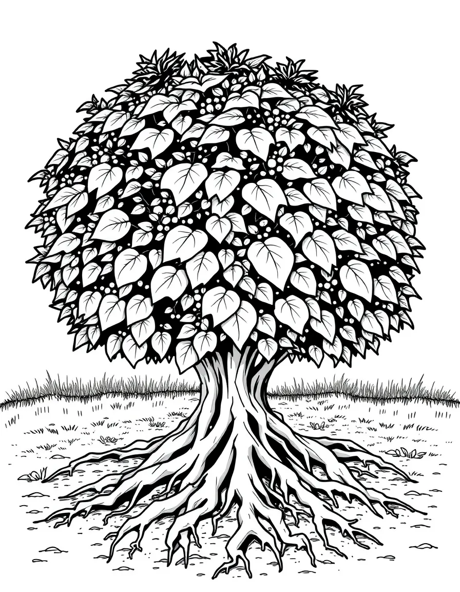 A shrub with roots visible underground