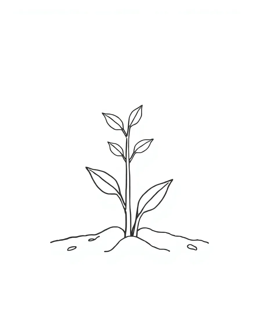A small shrub sprouting from the ground
