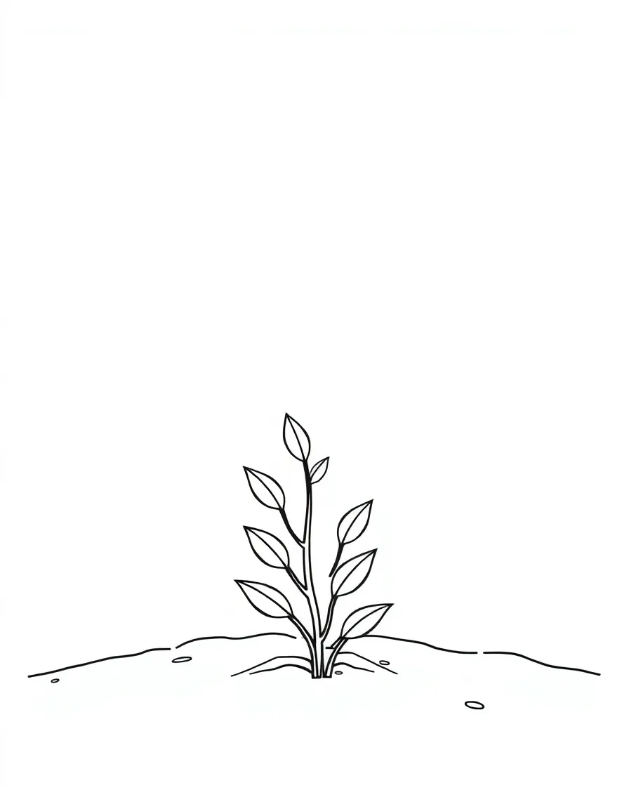 A small shrub sprouting from the ground