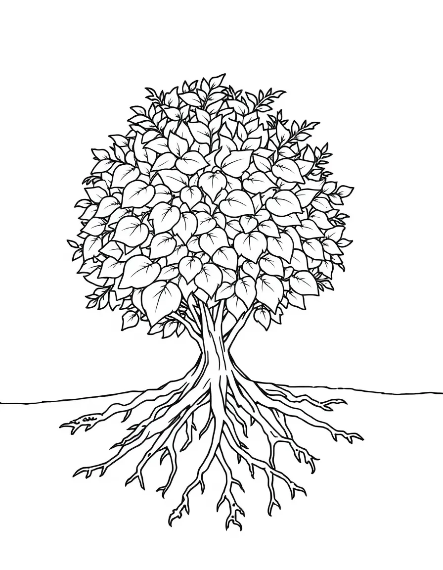 A shrub with roots visible underground