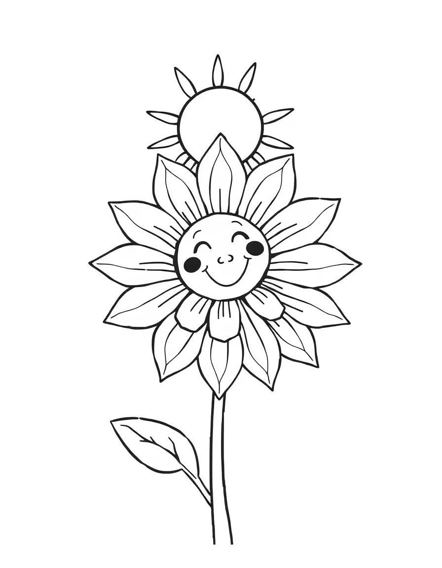 A sunblossom with a smiling sun above it