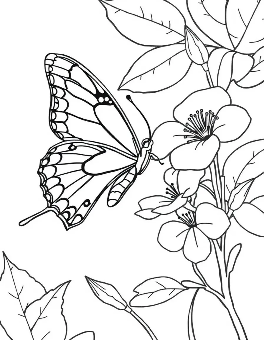 A butterfly landing on a blossom in bloom