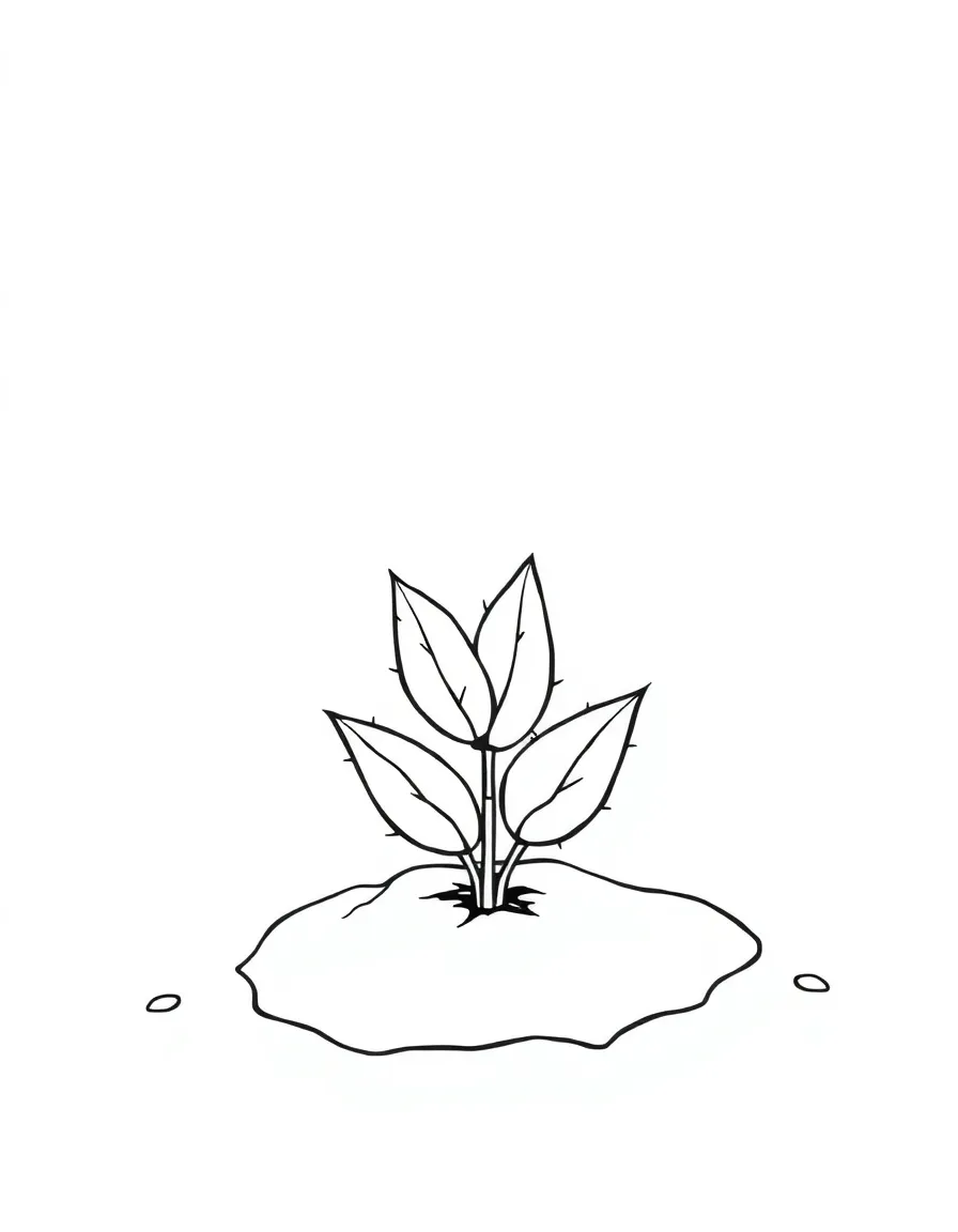 A small shrub sprouting from the ground