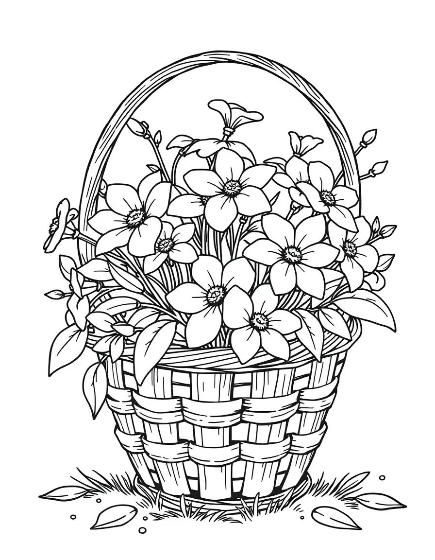 A basket of picked blossoms ready for coloring